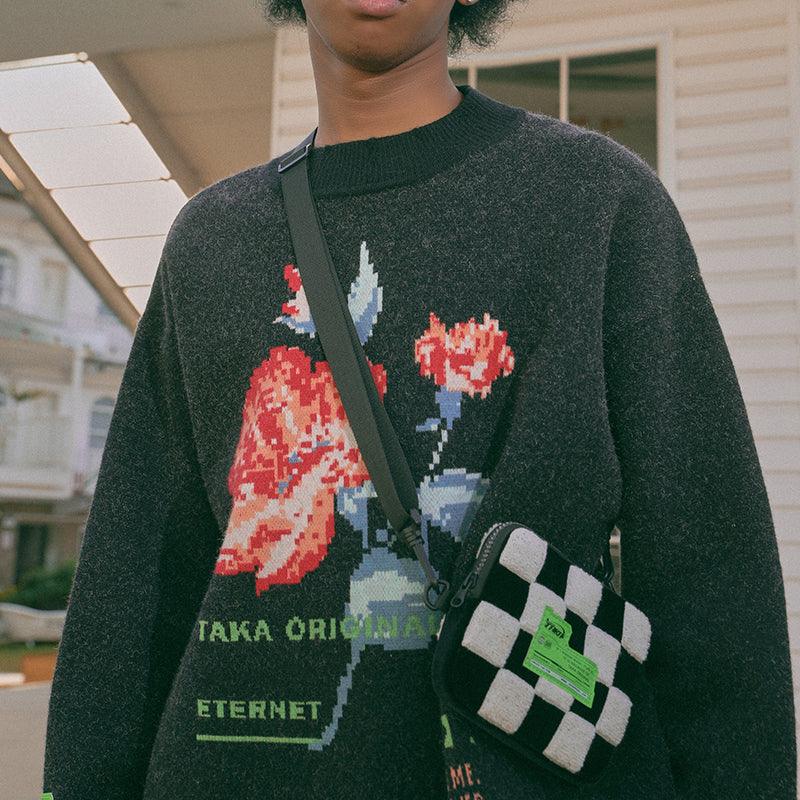 TAKA Original pixel floral knit jumper |100% cotton gender free sizes |  vaporwave atheistic streetwear | streetwear with quality – TAKA ORIGINAL  LIMITED