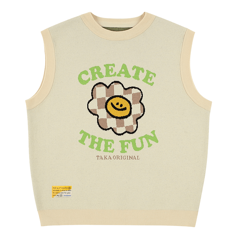 TAKA ORIGINAL LIMITED - TAKA Original Fun Growing Daisy grandpa style check flower vest