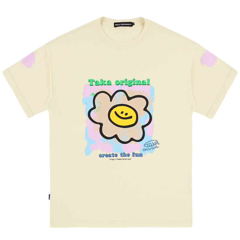 TAKA ORIGINAL LIMITED - TAKA Original Fun Growing Daisy impressionist Earth Tone T-shirt