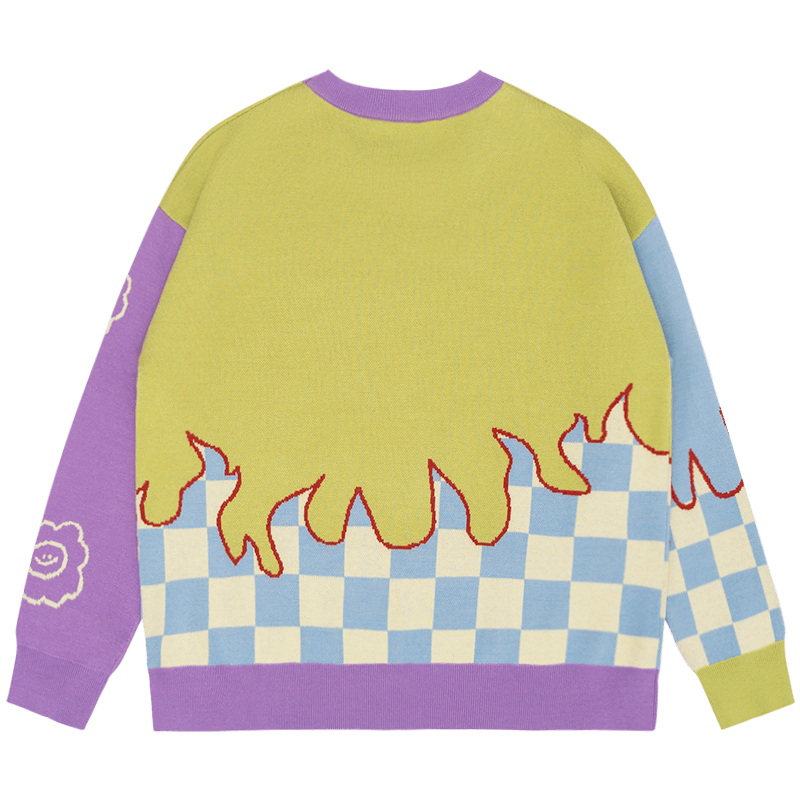 TAKA ORIGINAL LIMITED - TAKA Original That's Fun checkboard flame knit jumper