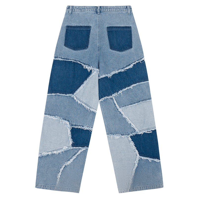 TAKA ORIGINAL LIMITED - TAKA Original That's Fun distressed patchwork loose-fit jeans blue