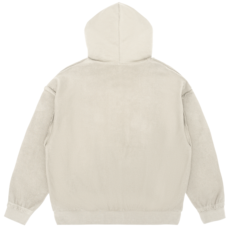 Off The Label seam distressed hoodie beige